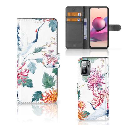 Xiaomi Redmi Note 10/10T 5G | Poco M3 Pro | Telefoonhoesje | Met pasjeshouder | Bird Flowers