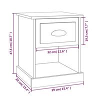 Nachtkastjes 2 st 39x39x47,5 cm bewerkt hout wit - thumbnail