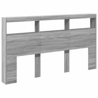 Hoofdbordkast met LED-verlichting 180x17x102 cm grijs sonoma - thumbnail