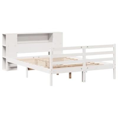 Bed met boekenkast zonder matras grenenhout wit 140x190 cm