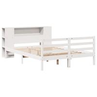 Bed met boekenkast zonder matras grenenhout wit 140x190 cm - thumbnail