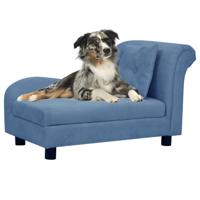 VidaXL Hondenbank met kussen 83x44x44 cm pluche blauw - thumbnail