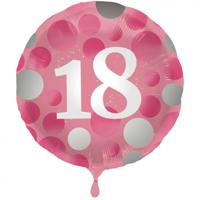 Folieballon 18 Jaar Glossy Pink (45cm) - thumbnail