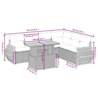 7-delige Loungeset met kussens poly rattan beige - thumbnail