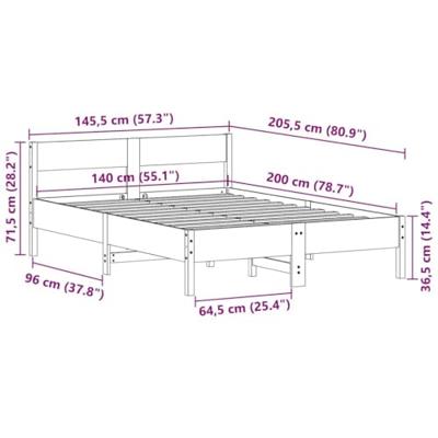 Bedframe zonder matras massief grenenhout wasbruin 140x200 cm Bedframe zonder matras massief grenenhout wasbruin 140x200 cm