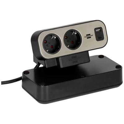Brennenstuhl brennenstuhl®estilo Duplex-stekkerdoos, 1x USB C, 1x USB A, 10x veiligheidscontactdozen, zilver/zwar - 1153580200