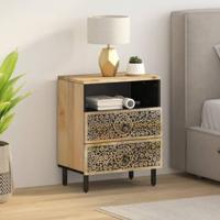 Nachtkastje 50x33x60 cm massief mangohout - thumbnail