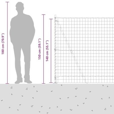 VidaXL Hek met paal grijs 1,4 x 10 m staal en pvc VidaXL Hek met paal grijs 1,4 x 10 m staal en pvc