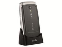 Doro Primo 408 by mobiele telefoon met groot kleurendisplay, verlicht toetsenbord, noodoproepknop, valsensor, camera, zaklamp, alarmfunctie, incl. tafellaadstation, 360092, grijs - thumbnail