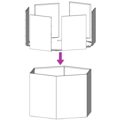 Plantenbak zeshoek 138x120x45 cm staal wit