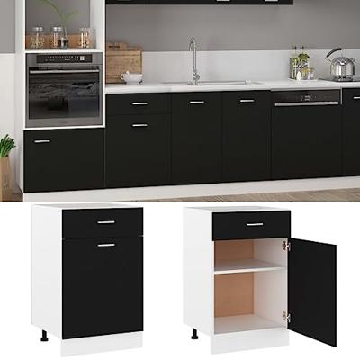 Onderkast met lade Lyon 50x46x81,5 cm bewerkt hout zwart