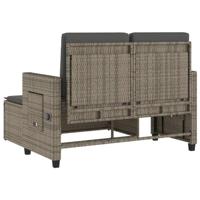 Tuinbankje verstelbaar met kussens poly rattan grijs - thumbnail