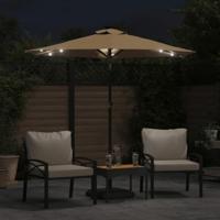 VidaXL Parasol met led&apos;s en stalen paal 225x225x212 cm taupe - thumbnail
