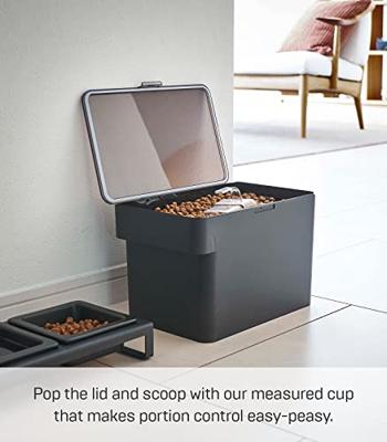 YAMAZAKI 5612 TOWER Pet Food Container (3,5 KG), zwart, ABS-hars/siliconen, minimalistisch, 30 x 19,7 x 19,2 cm