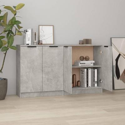 Dressoirs 2 st 60x30x70 cm bewerkt hout betongrijs
