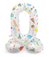 Folat BV Staande folieballon joyful party cijfer 0 -72cm - thumbnail