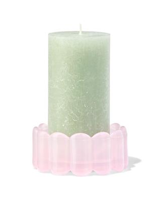 HEMA Kaarsonderzetter ⌀10x4.5cm glas ribbel roze (roze)