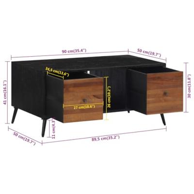 Salontafel 90x50x41 cm massief gerecycled teakhout