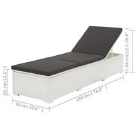 Ligbed met kussen poly rattan wit - thumbnail