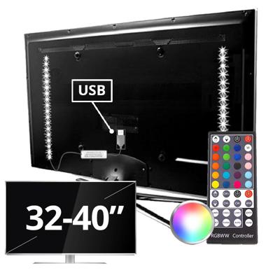 Tv backlight set met 2 RGBWW ledstrips voor tv's 32-40 inch