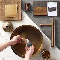 Ben Engraved Line verhoogde wastafelkraan Geborsteld koper - thumbnail