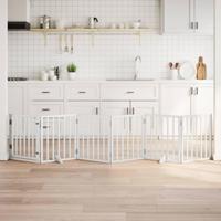 Hondenhek inklapbaar met deur 6 panelen 300 cm populierhout wit - thumbnail