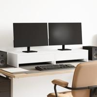 VidaXL Monitorstandaard met lades wit 100x27x15 cm bewerkt hout - thumbnail