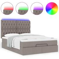 Ottoman bed met matras en LED's 140x200cm stof taupe - thumbnail