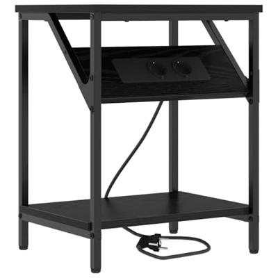 Nachtkastje 2 pcs Zwart eiken 38 x 30 x 48 cm Bewerkt hout