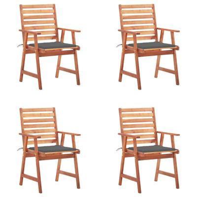 Tuinstoelen 4 st met kussens massief acaciahout