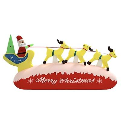 Kerstdecoratie kerstman en rendieren opblaasbaar LED 145 cm