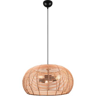 LED Hanglamp 3-Lichts Rond Bruin Hout - E27 Fitting - Stijlvolle Verlichting