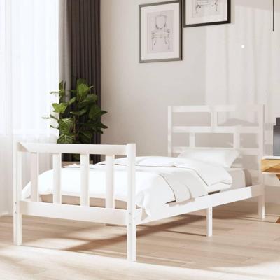 Bedframe massief grenenhout wit 90x200 cm