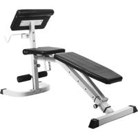 Verstelbare fitnessbank met Curlrack wit - thumbnail