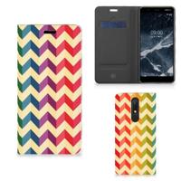 Nokia 5.1 (2018) | Hoesje met Magneet | Zigzag Multi Color - thumbnail