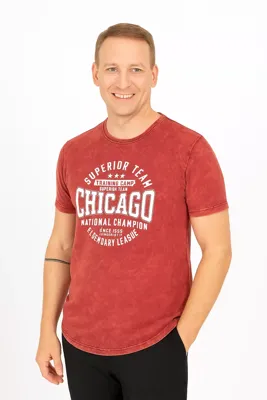 ItalianStyle - Heren T-Shirt - Rood - Ronde Hals - Chicago