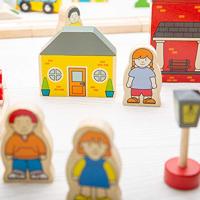 Bigjigs houten treinset stad en land, 101dlg. - thumbnail