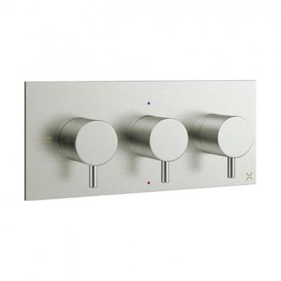 Crosswater MPRO inbouw thermostatisch douchekraan horizontaal 2 stopkranen geborsteld RVS sw385421/sw385440