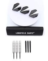 Engelhart Darts tungsten look set 23 g - 3 steeltip dartpijlen - tungsten look barrel - nylon shaft - wit / zwarte flight - inclusief etui - longfield - thumbnail