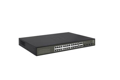 LevelOne ges-2128p hilbert 28-port gigabit poe smart lite managed switch, 24x poe, 380w, 4x sfp/rj45
