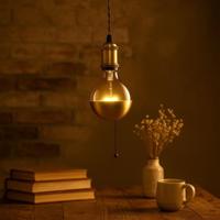 Byron antiek messing hanglamp - pendel aluminium E27 textielkabel 500 cm - thumbnail