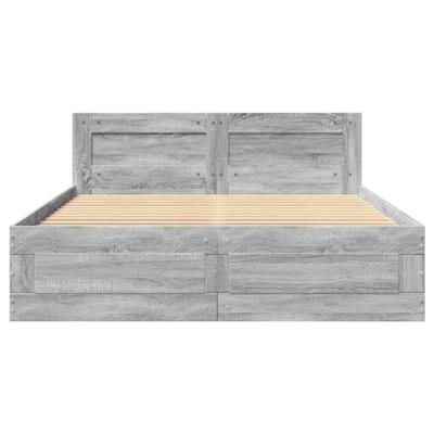 Bedframe met hoofdeinde bewerkt hout grijs sonoma 120x200 cm