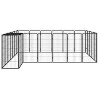 Hondenkennel 26 panelen 50x100 cm gepoedercoat staal zwart - thumbnail