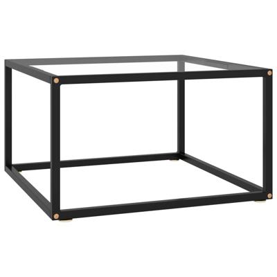 Salontafel met gehard glas 60x60x35 cm zwart