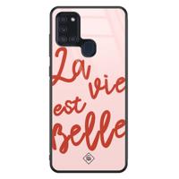 Samsung Galaxy A21s glazen hardcase - La vie est belle - thumbnail