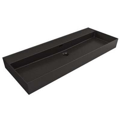 Wastafel Plieger Kansas Zonder Kraangat 120x46,6 cm met Overloop Mat Zwart