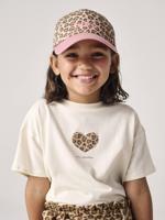 Bedrukt meisjesshirt met korte mouwen vanille - thumbnail