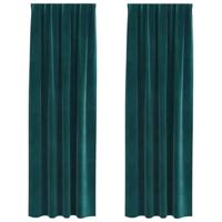 VidaXL Verduisterende gordijnen 2 pcs donkergroen 140 x 245 cm fluweel - thumbnail