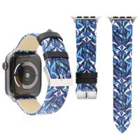 Doornen afdrukken lederen horlogebandje voor Apple Watch serie & 40mm/3 & 2 & 1 38mm (blauw) - thumbnail
