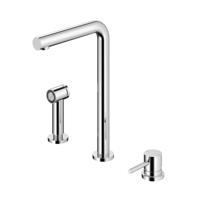 Keukenmengkraan Hotbath Fellow 3-gats Draaibare Uitloop en Uitneembare Handdouche Mat Wit - thumbnail